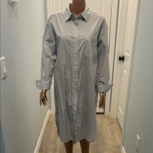 Banana Republic Gray Striped Shirt Dress